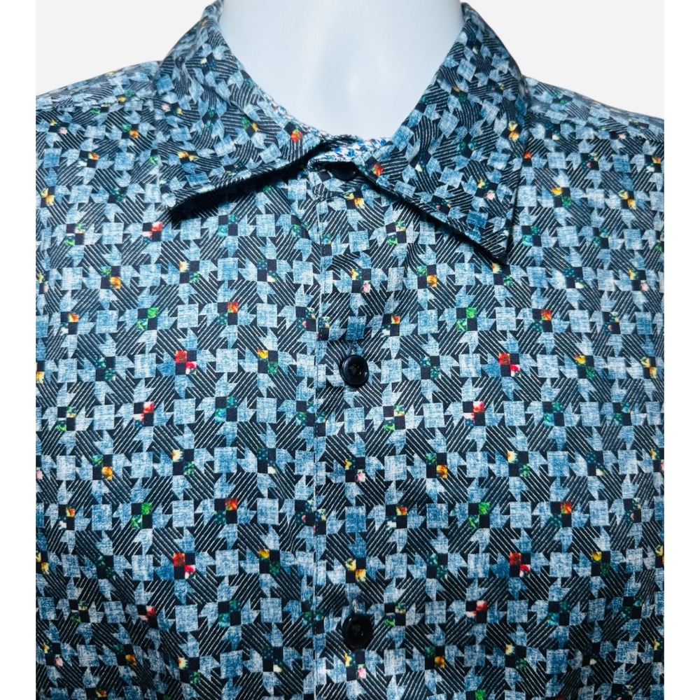 Robert Graham Tailored Fit Shirt Mens 2XL Button Down Houndstooth Flip Cuffs - Picture 6 of 12
